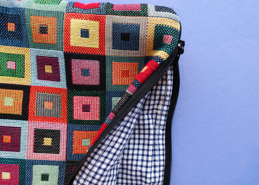 Laptophoes/etui in 2 verschillende stoffen