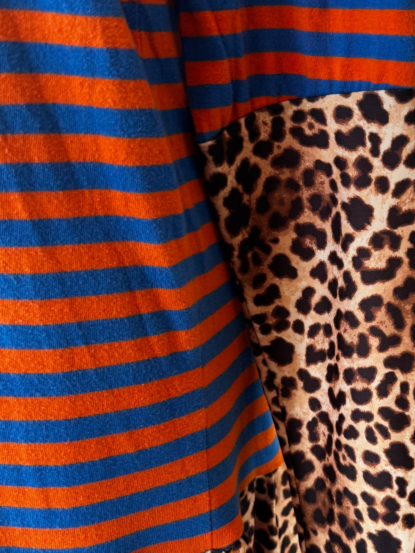 REWORK gestreepte jurk met panterprint