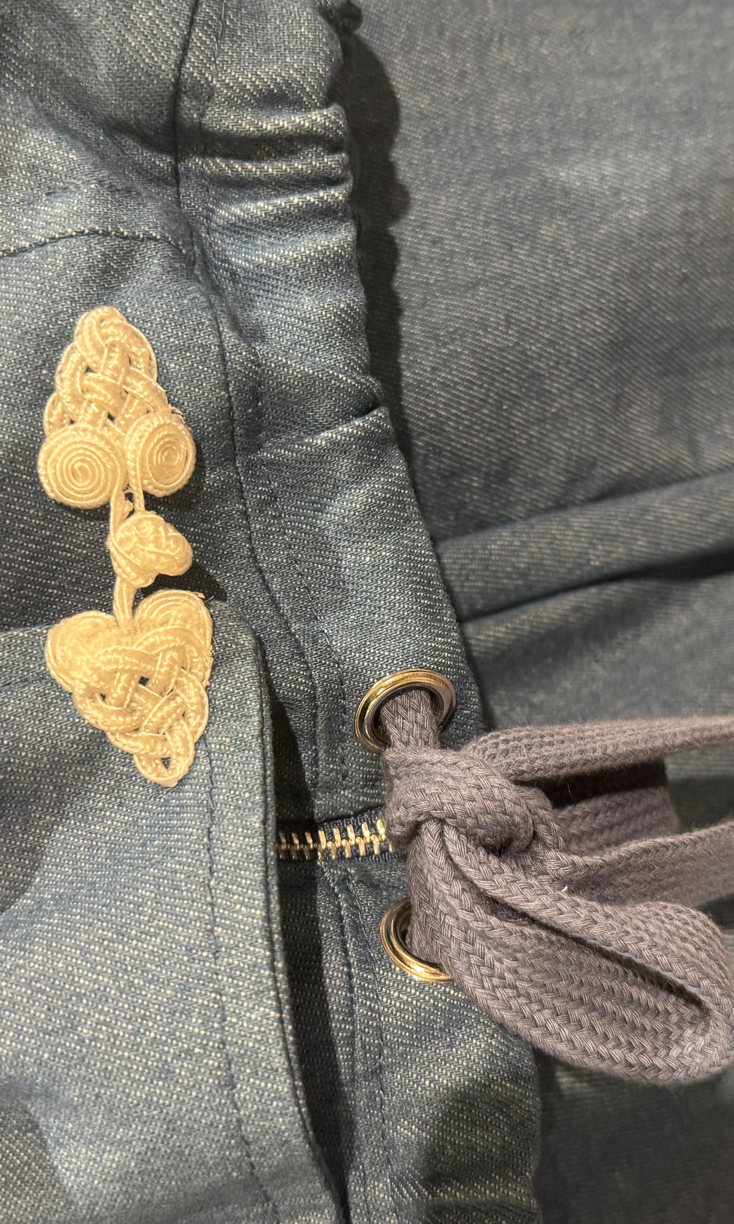 Denim gevoerde jas met dubbele kraag