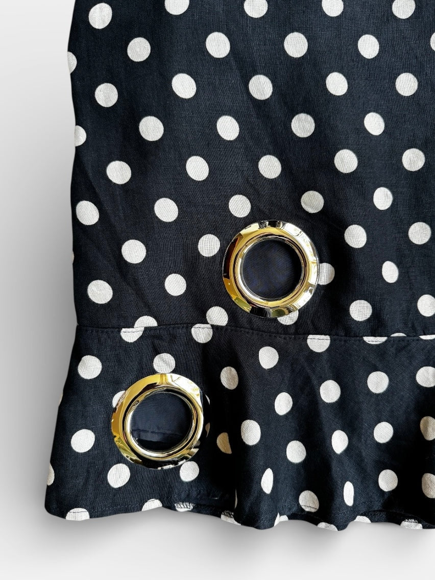 REWORK donkerblauwe rok met stippen en zilveren gaten