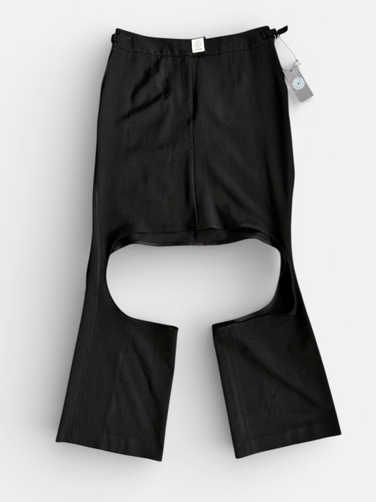 REWORK zwarte pantalon met cutout detail en gespen