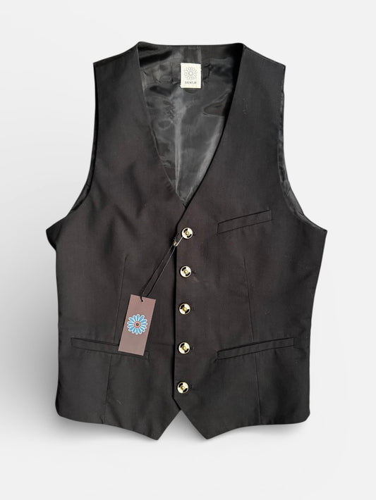 REWORK zwart gilet met gouden knopen