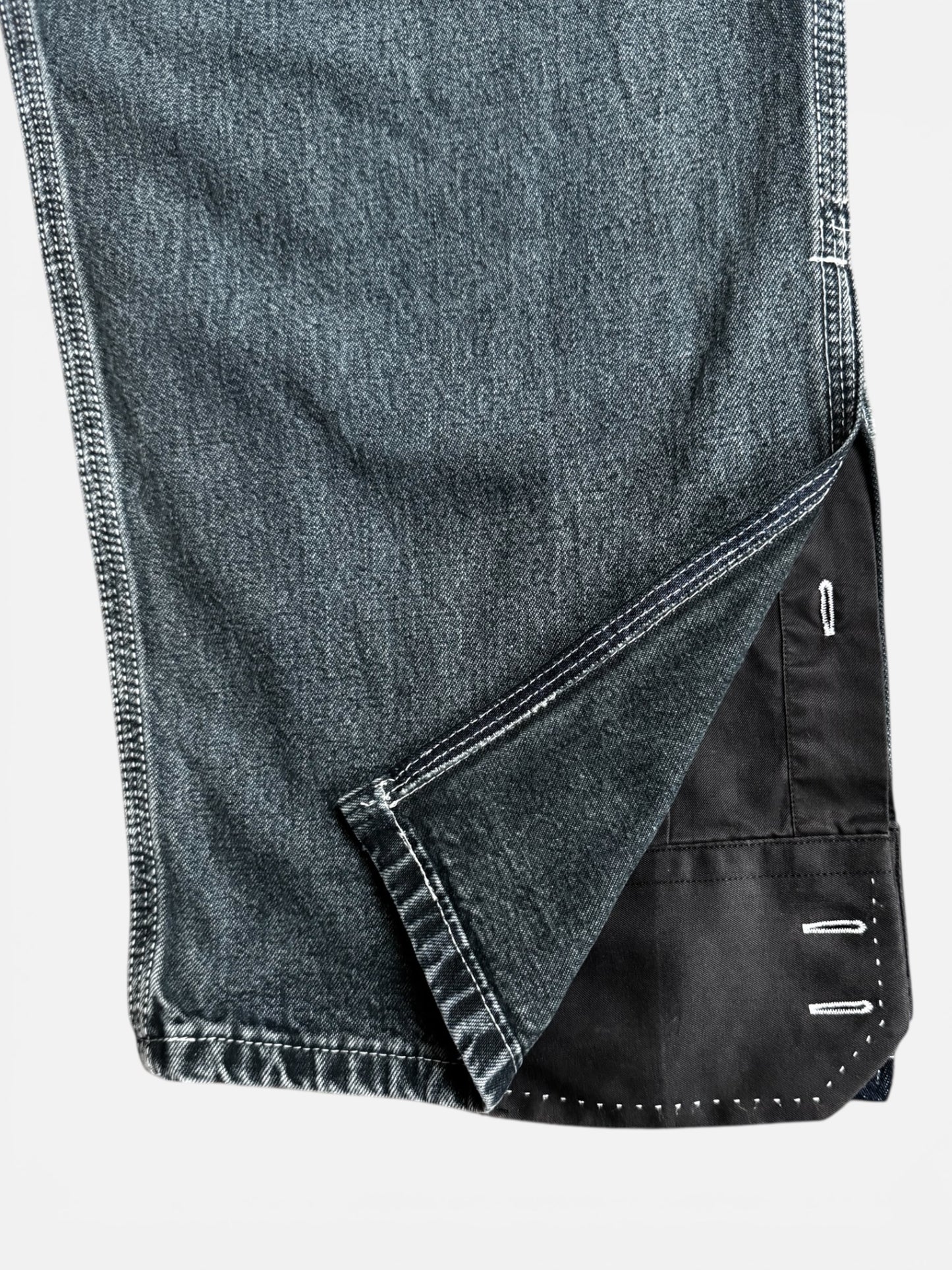 REWORK denim tuinpak met overhemd details