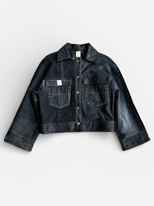 REWORK denim/spijkerjas gemaakt van spijkerbroeken met borstzakken en drukknopen