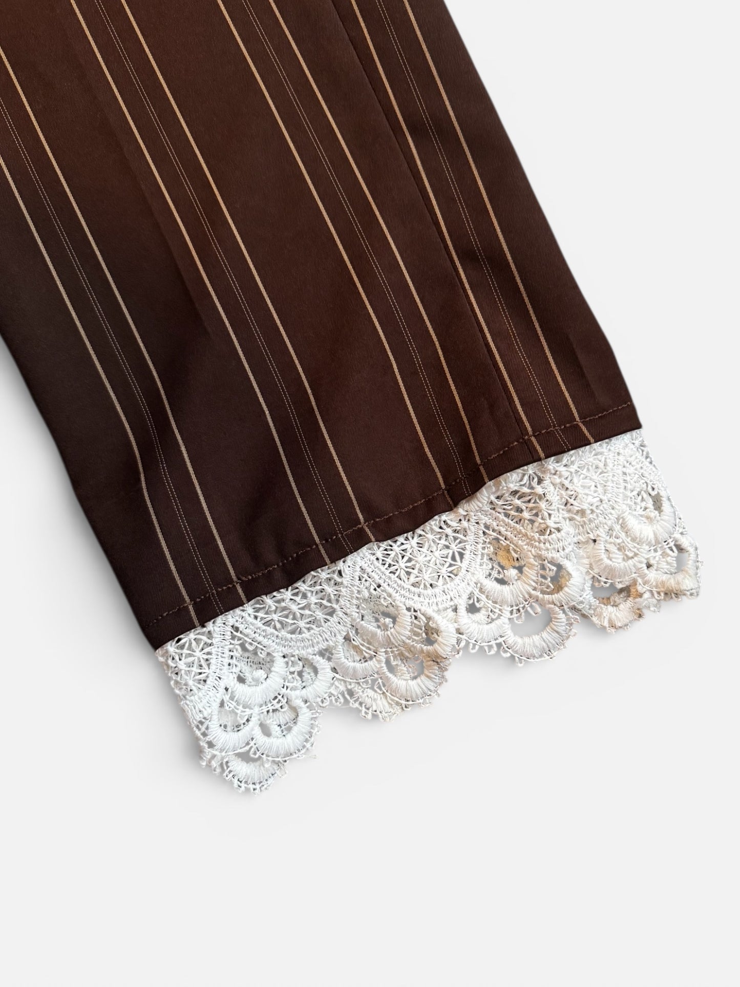 REWORK bruin gestreepte pantalon met kant