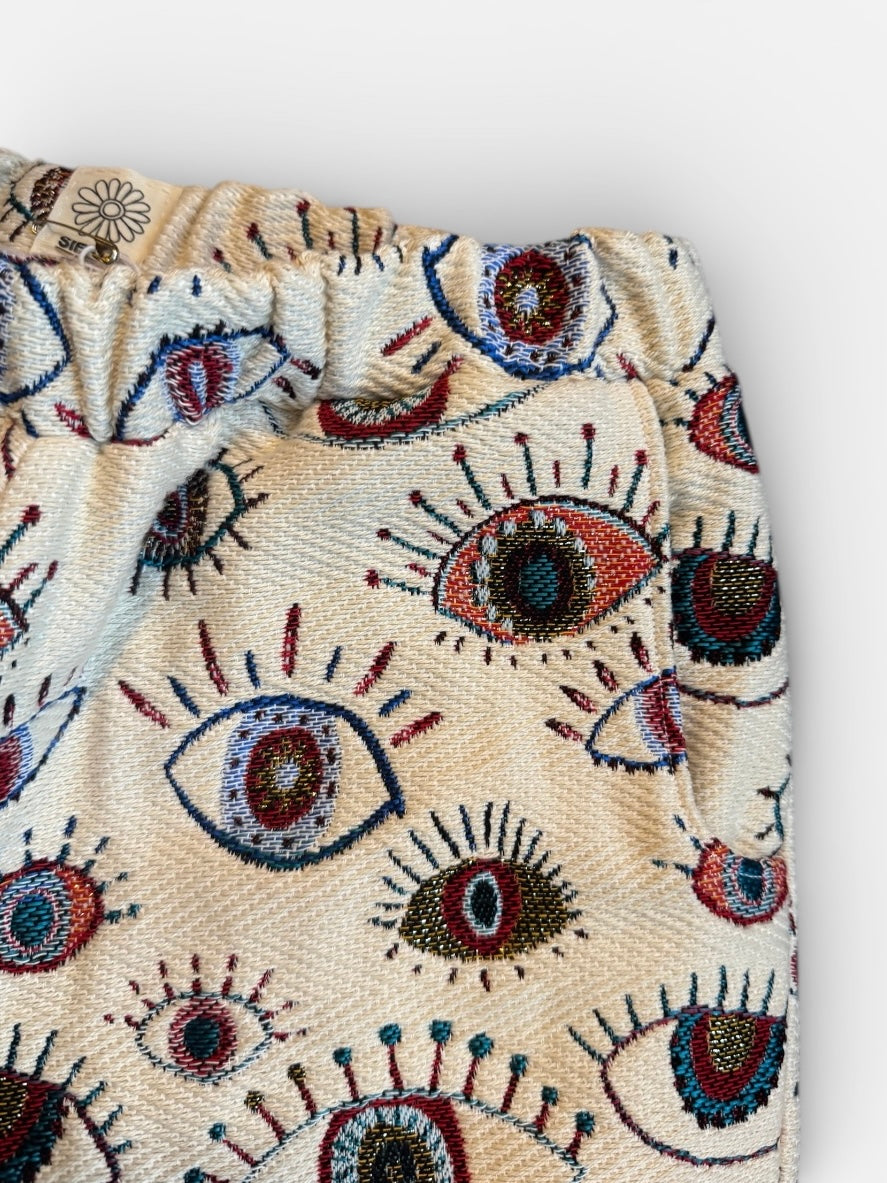 Broek in ogen print met elastiekband