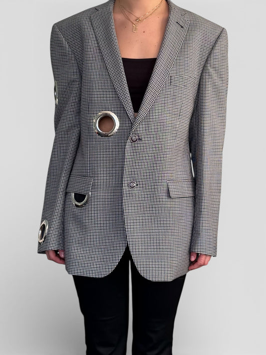 REWORK geruitte blazer met gaten