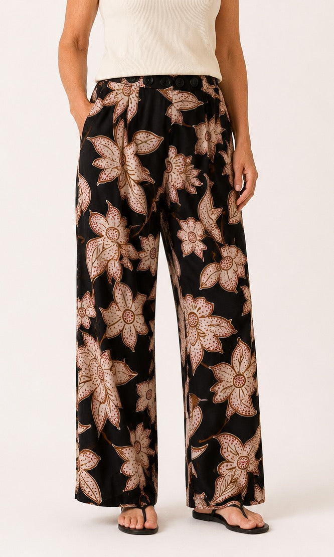 REWORK losse broek met knoopjesband