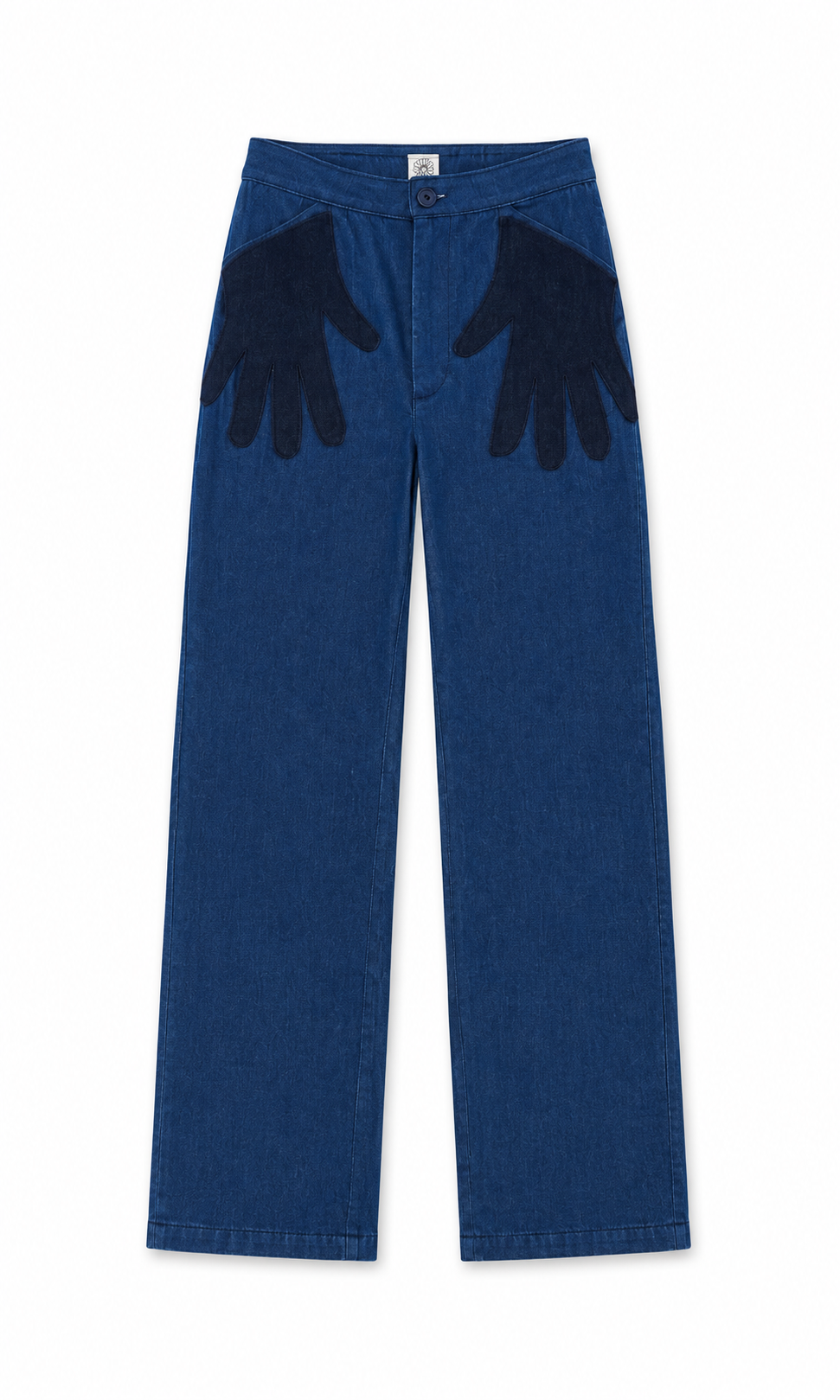 Denim broek met handen als zakken