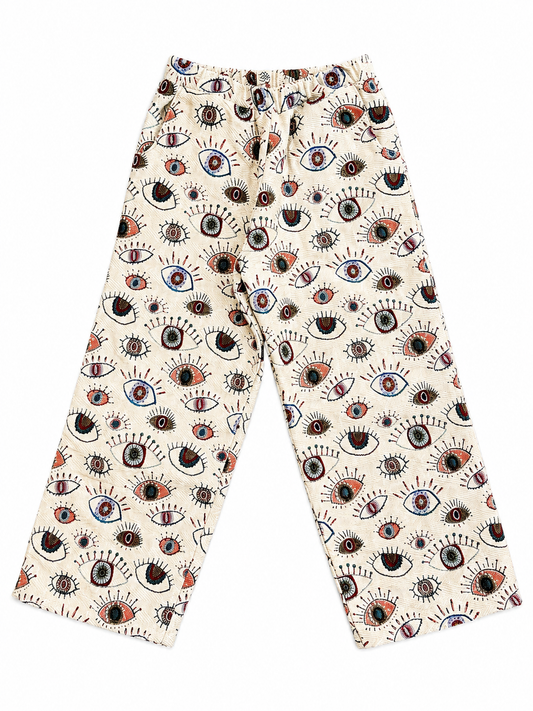 Broek in ogen print met elastiekband