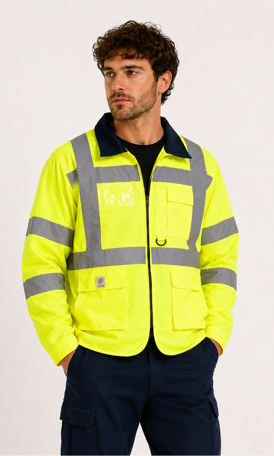 REWORK fluor jas met kraag