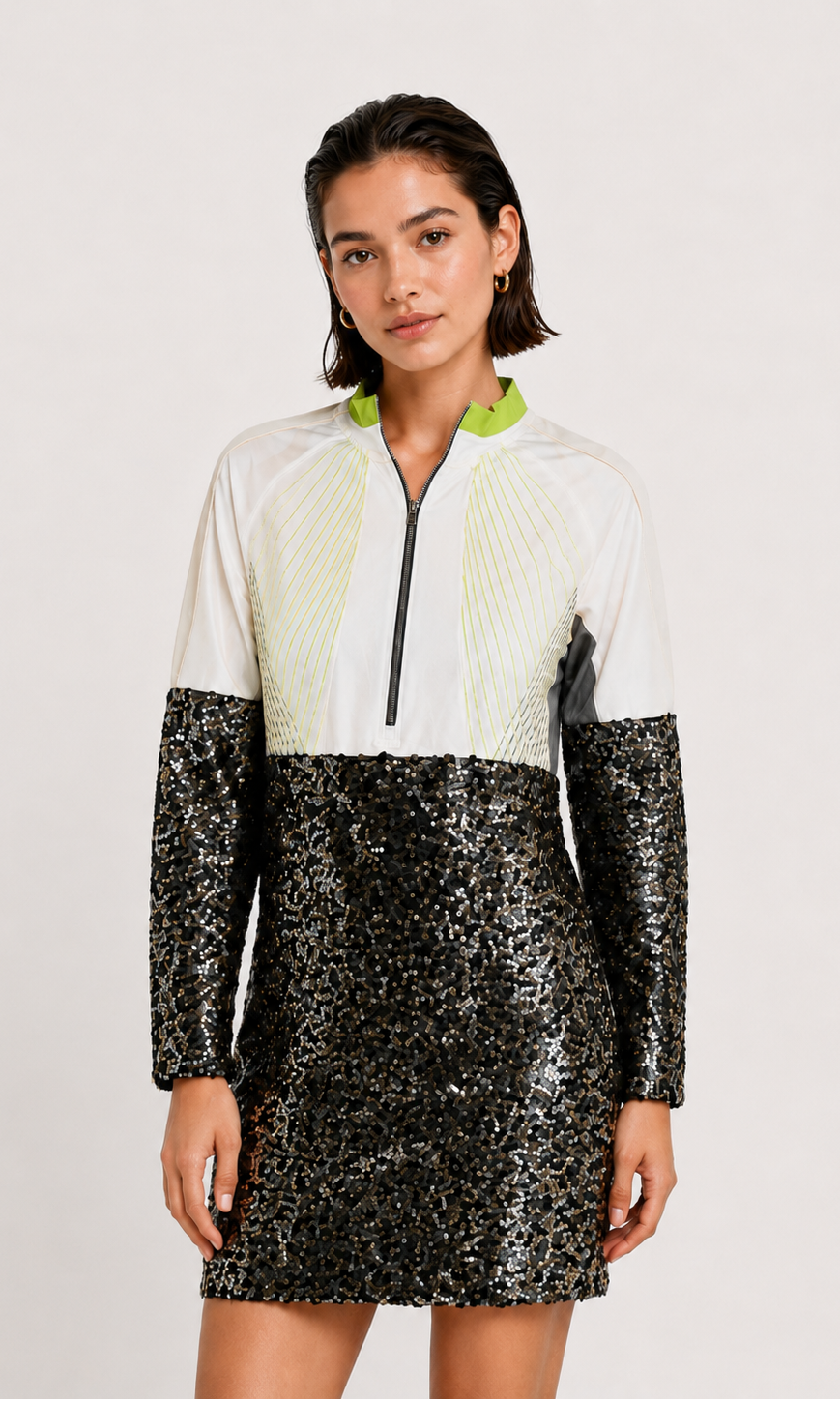 REWORK sportshirt paillettenjurk