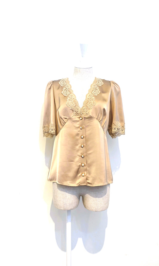 Vintage Rework Top - Beige Babe