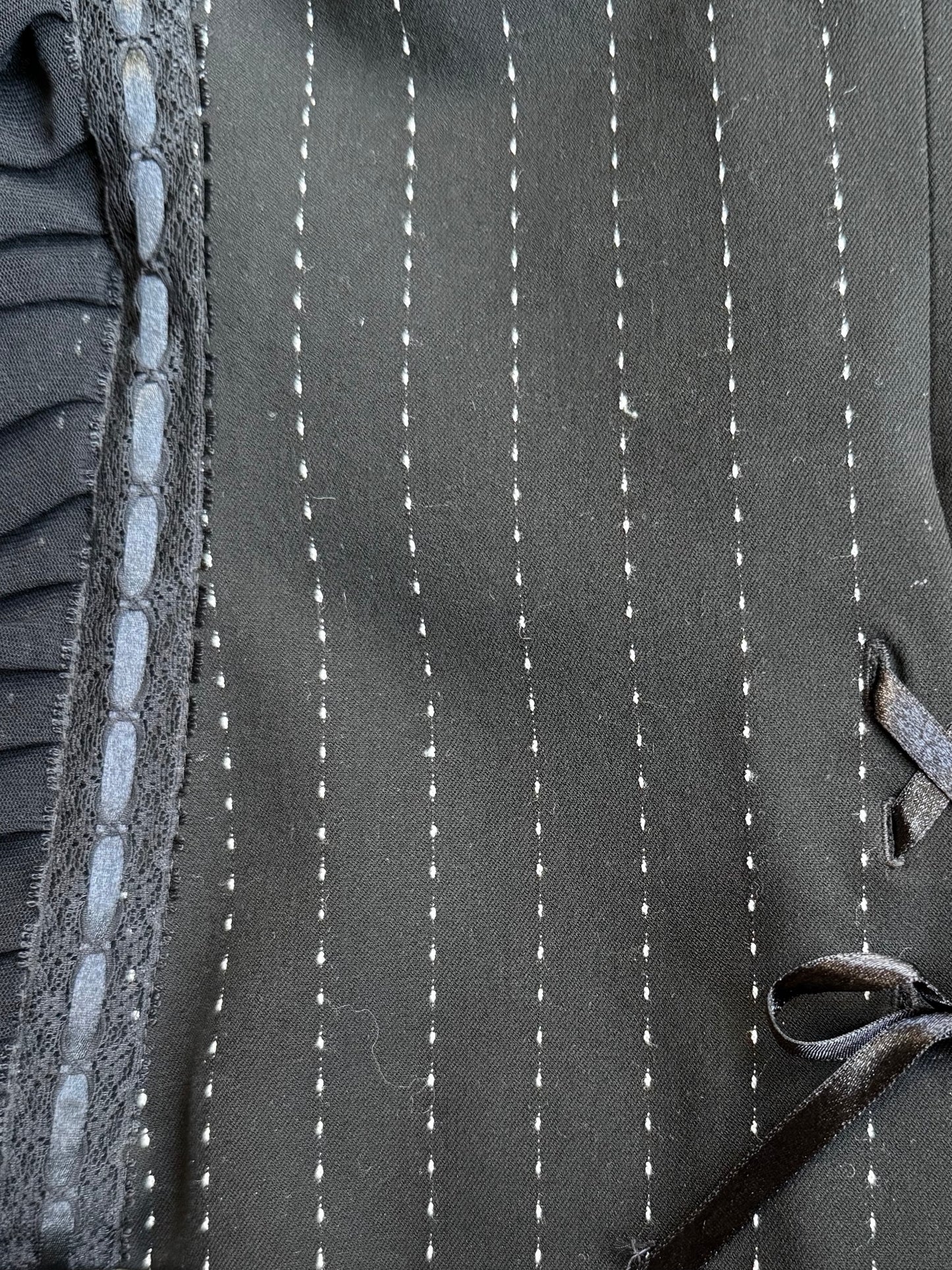 REWORK zwart, gestreepte blazer met lint en tailledetail