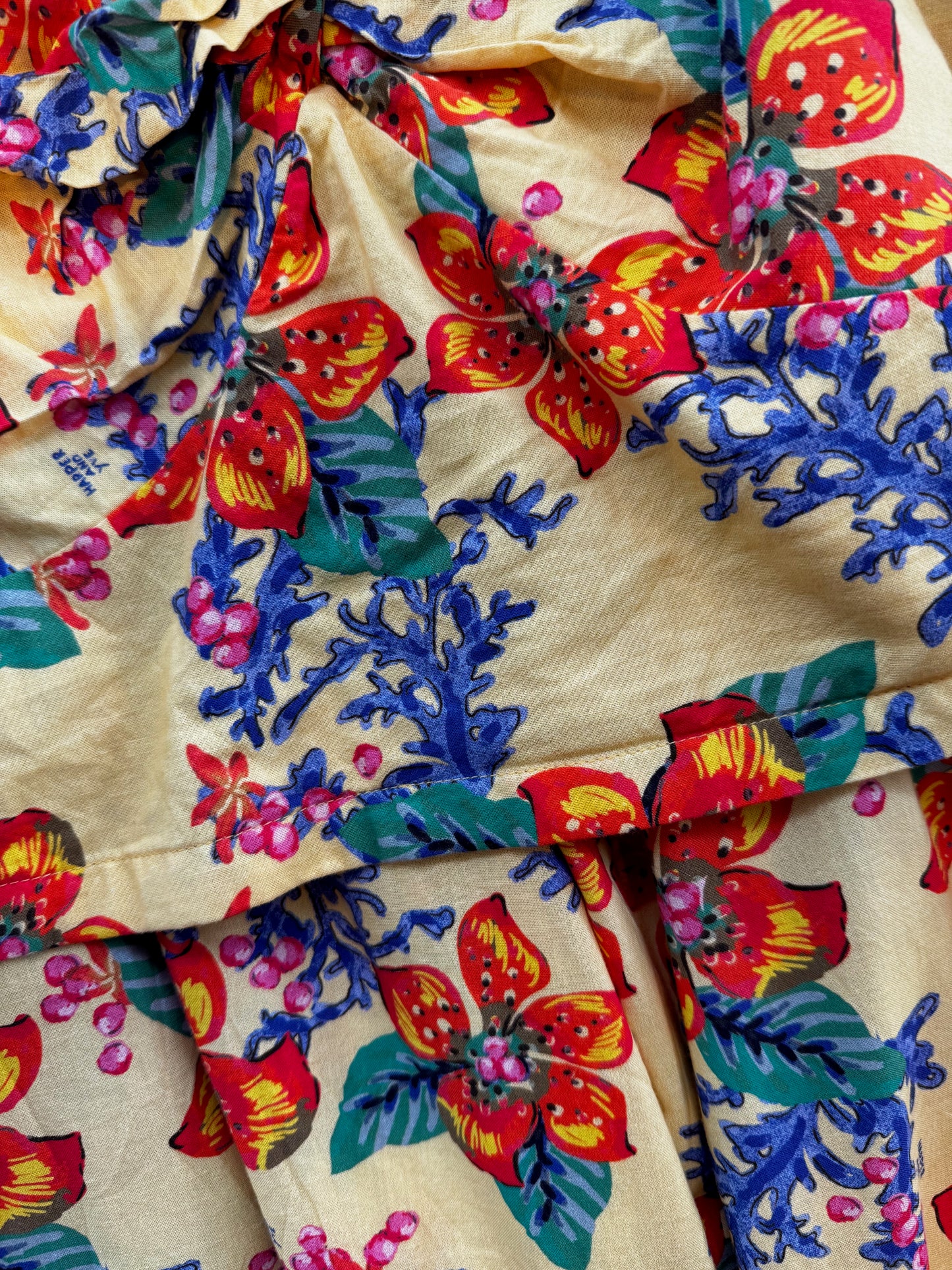 REWORK gele broek met elastiek en bloemenprint