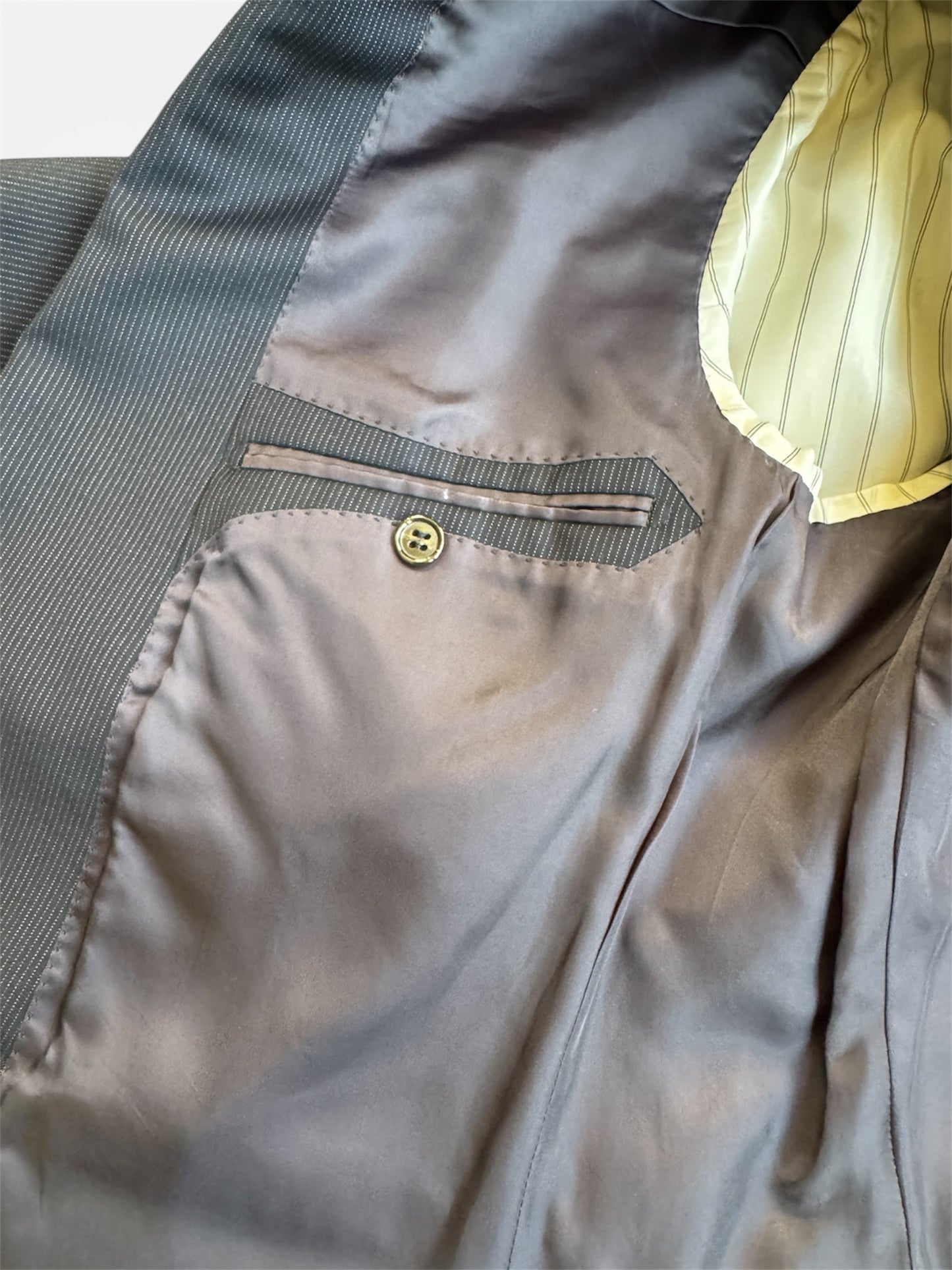 REWORK donkerblauw, gestreepte blazer met kant