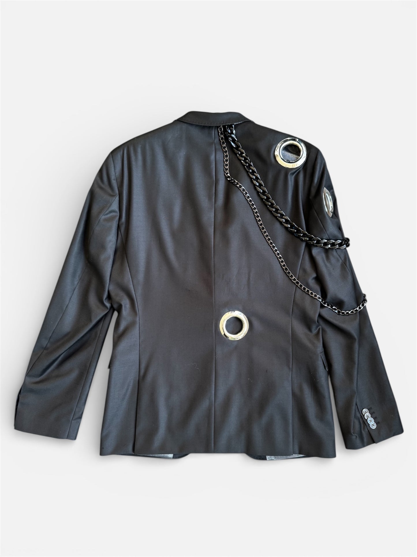 REWORK zwarte blazer met gaten en kettingen