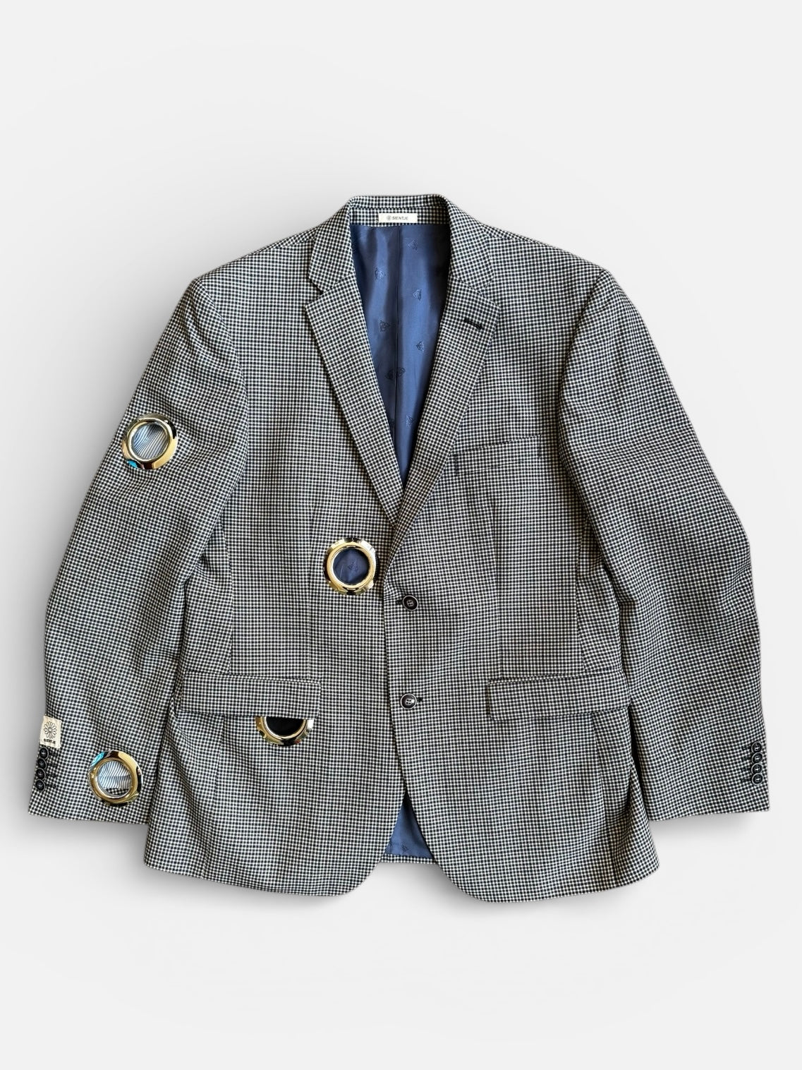 REWORK geruitte blazer met gaten