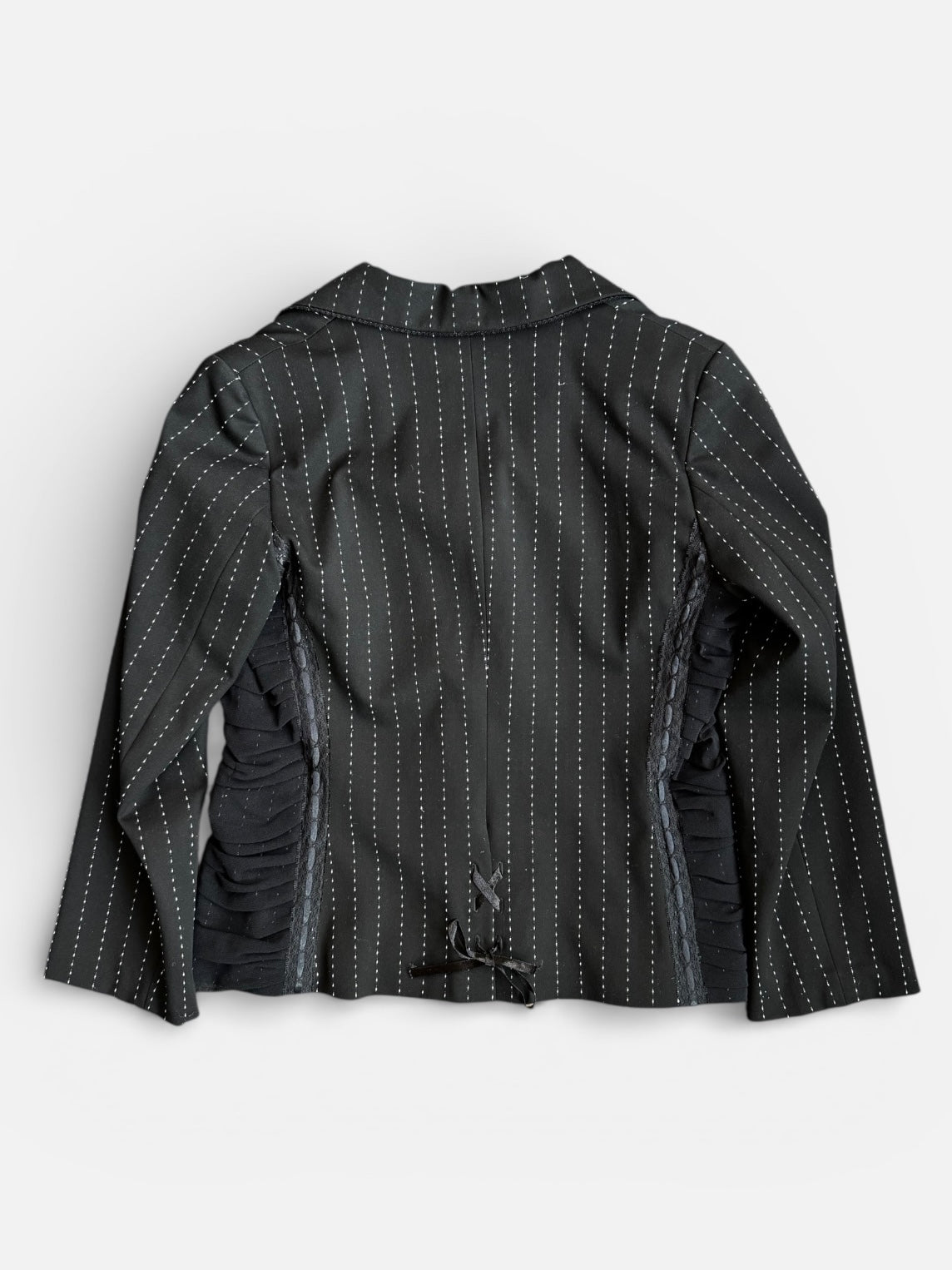 REWORK zwart, gestreepte blazer met lint en tailledetail