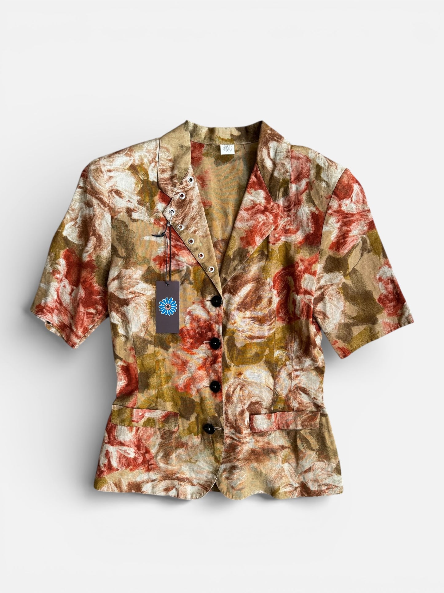 REWORK getailleerde top in bloemmotief met schoudervulling