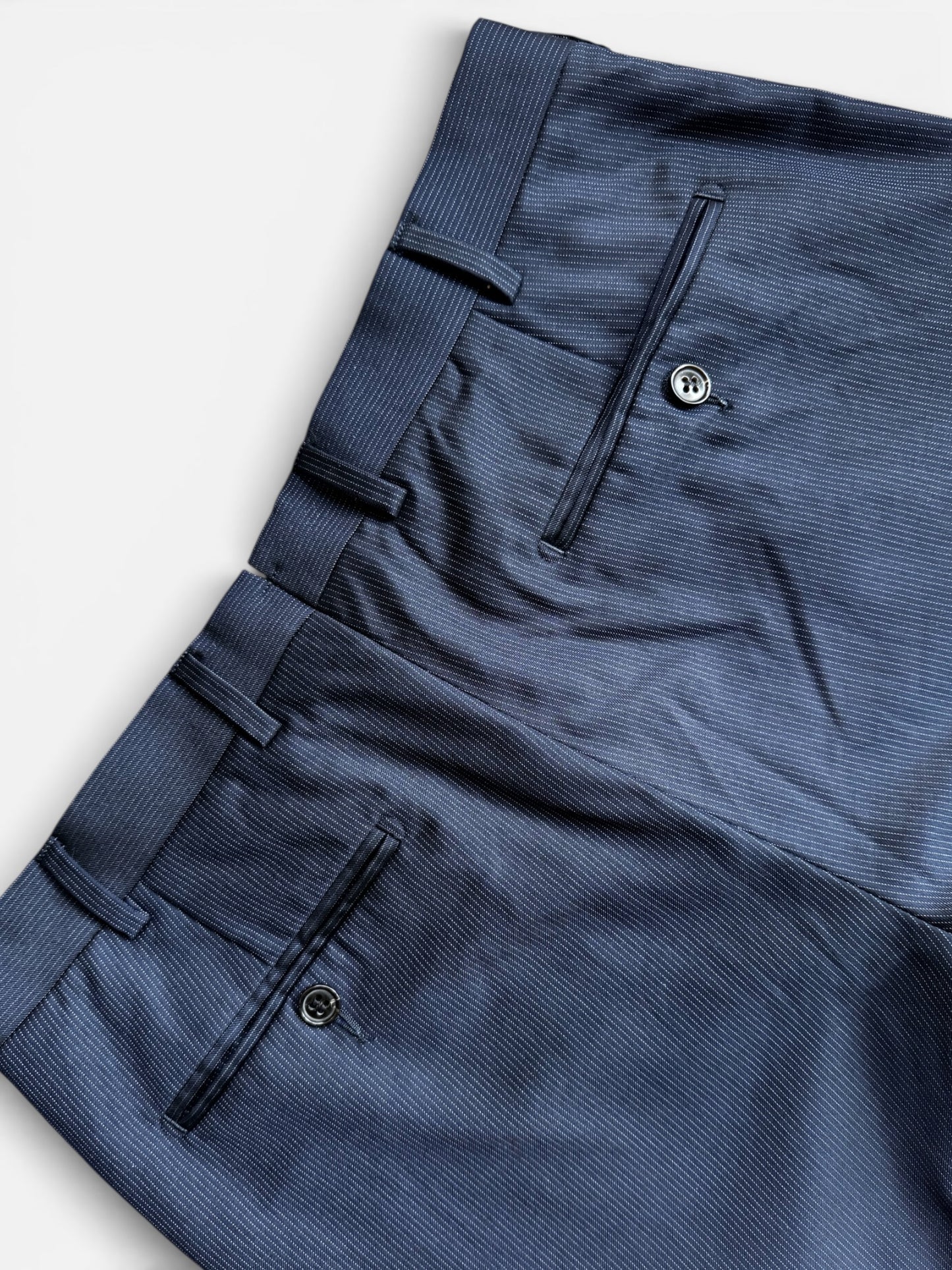 REWORK blauw gestreepte pantalon met kant