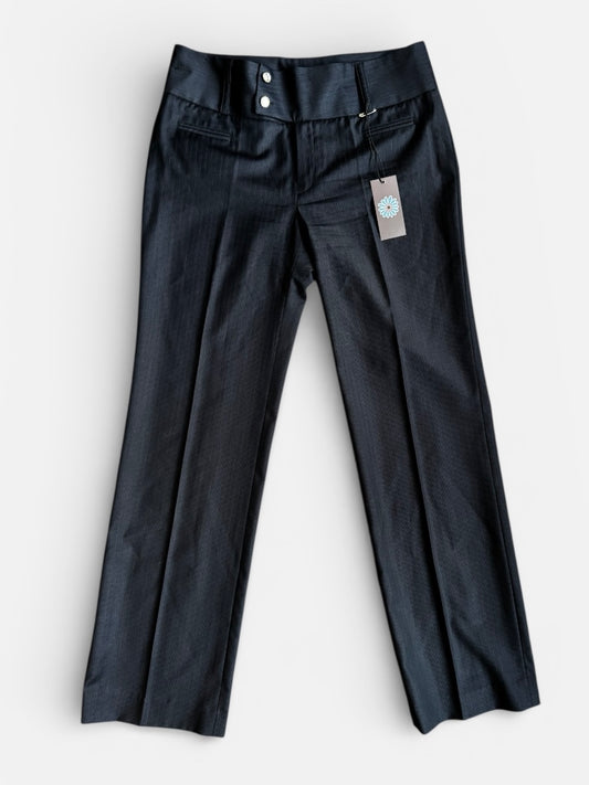 REWORK donkerblauwe pantalon met brede band en sierknopen