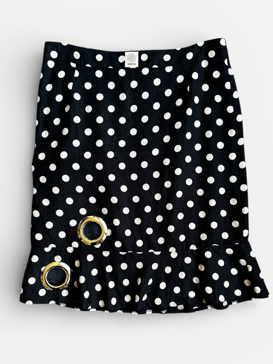 REWORK donkerblauwe rok met stippen en zilveren gaten