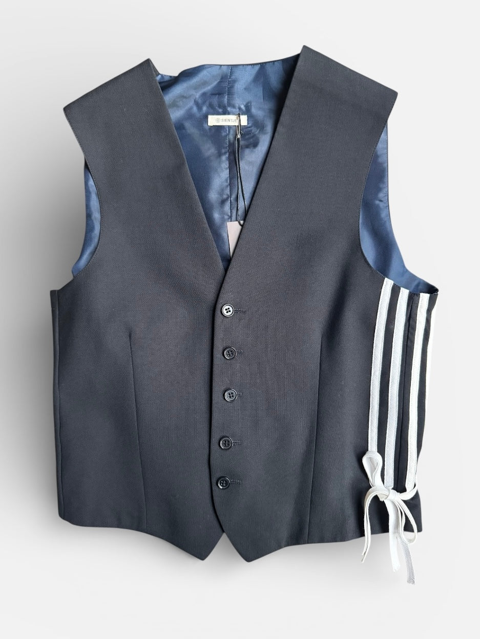 REWORK donkerblauw gilet met witte strepen