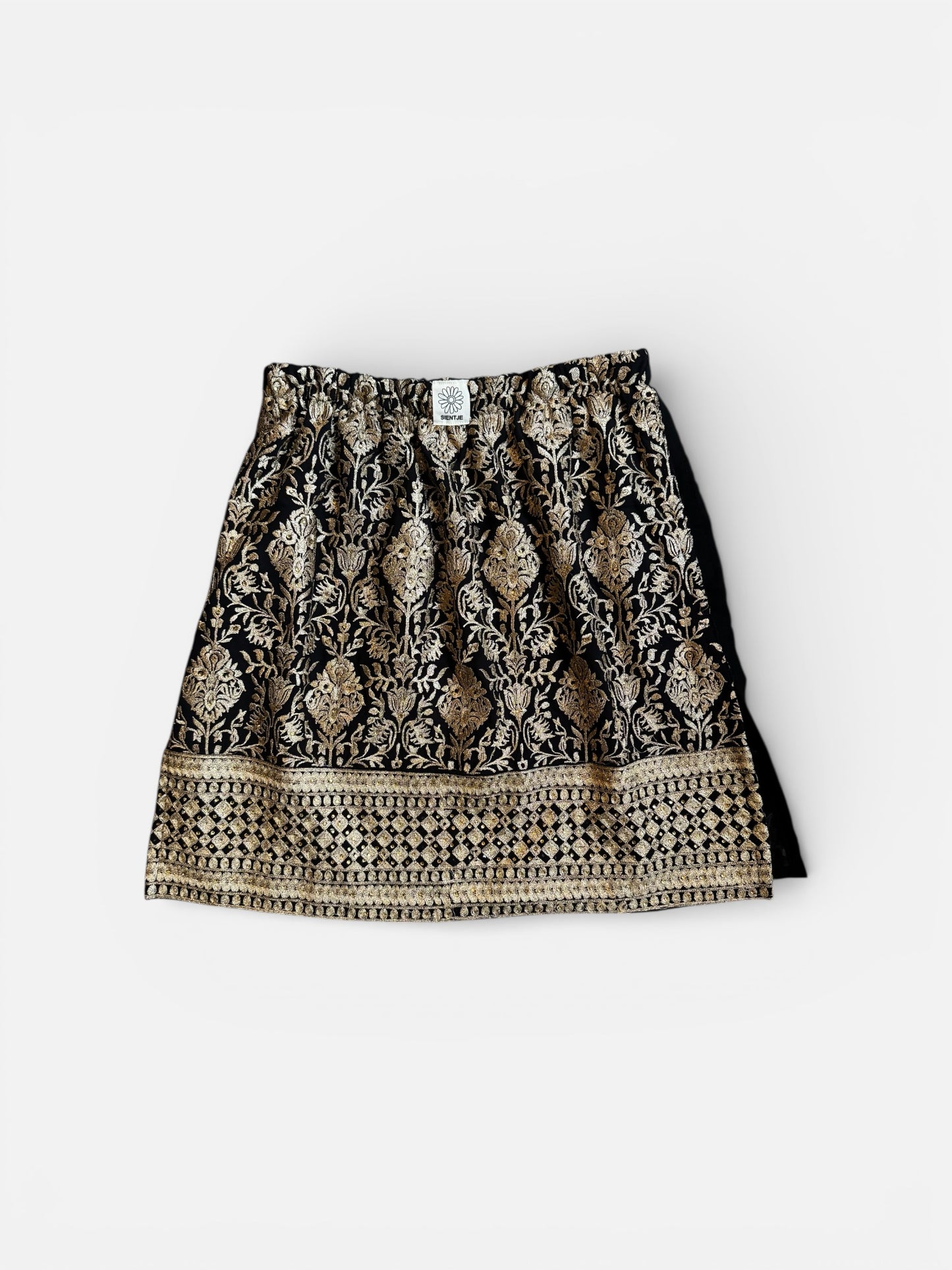 REWORK zwart rokje/top met gouden barok print