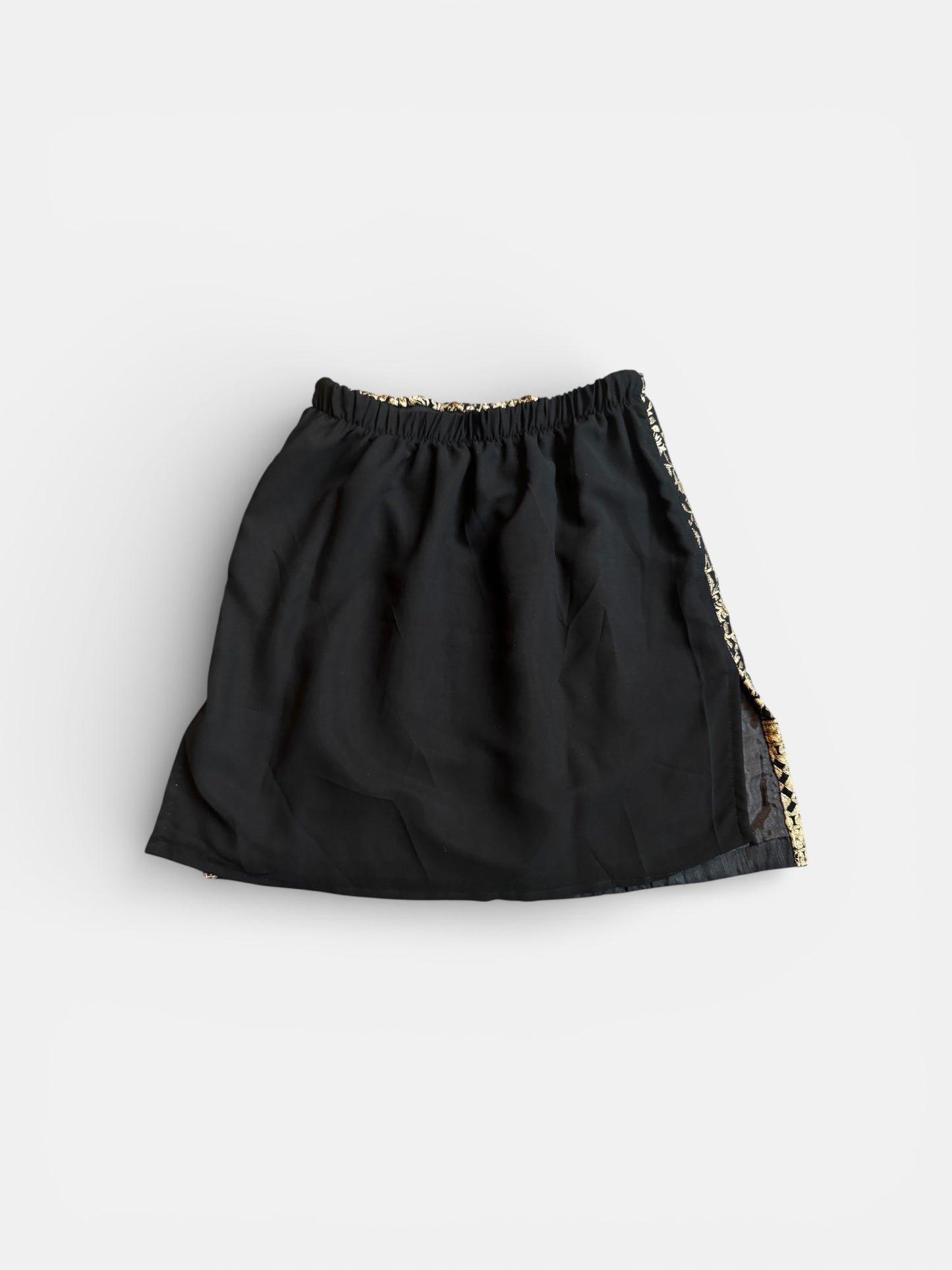 REWORK zwart rokje/top met gouden barok print