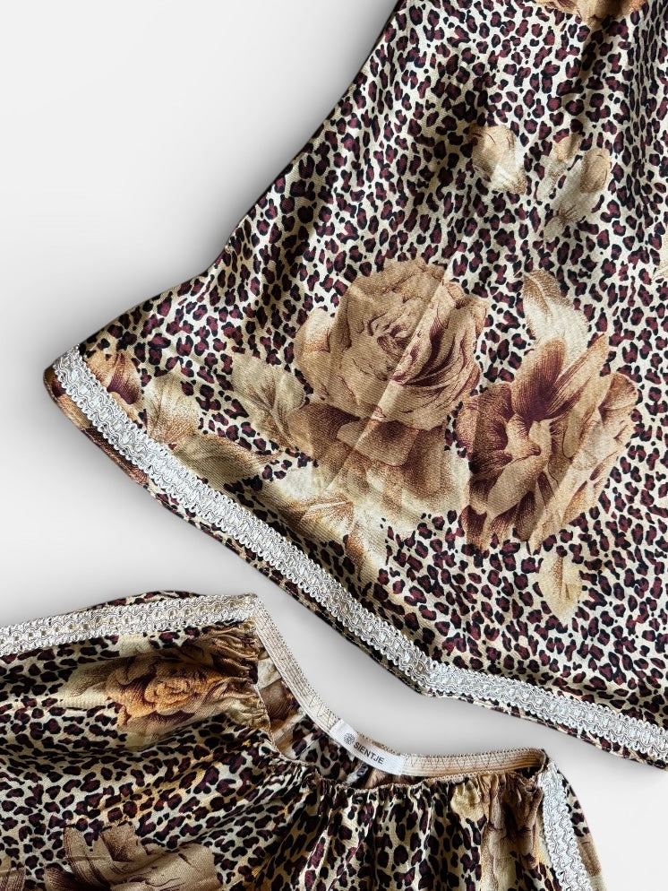 REWORK panter set hemdje en short met sierband