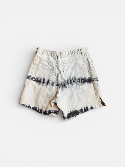 REWORK denim short met splitjes en tiedye effect