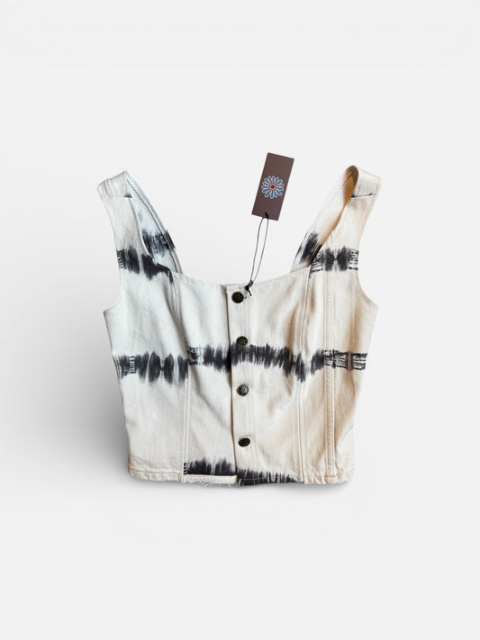 REWORK denim corsettop met tiedye effect
