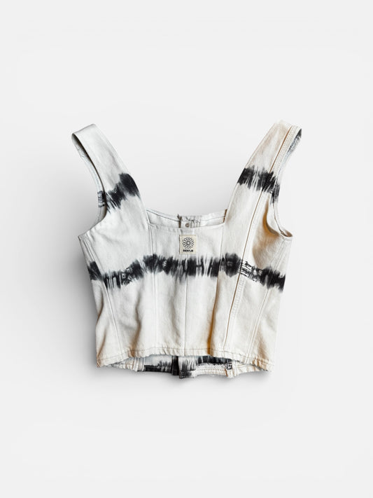 REWORK denim corsettop met tiedye effect