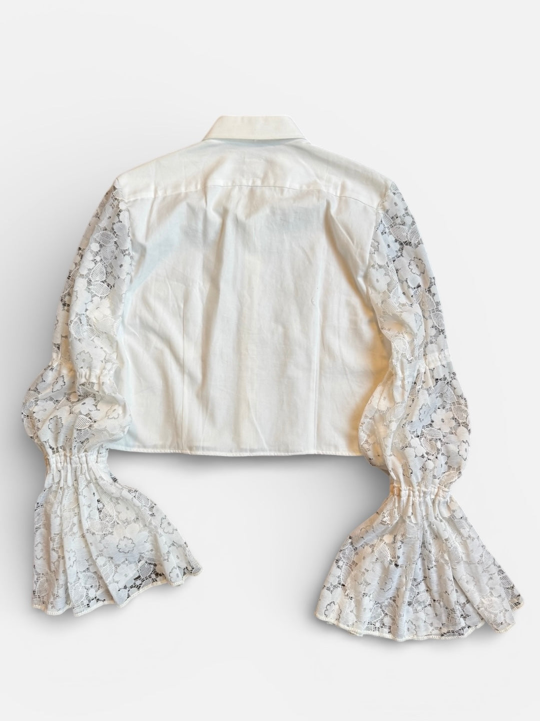 REWORK wit overhemd met kanten mouwen