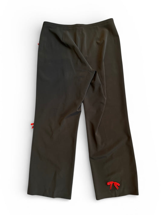 REWORK bruine pantalon met rode strikjes