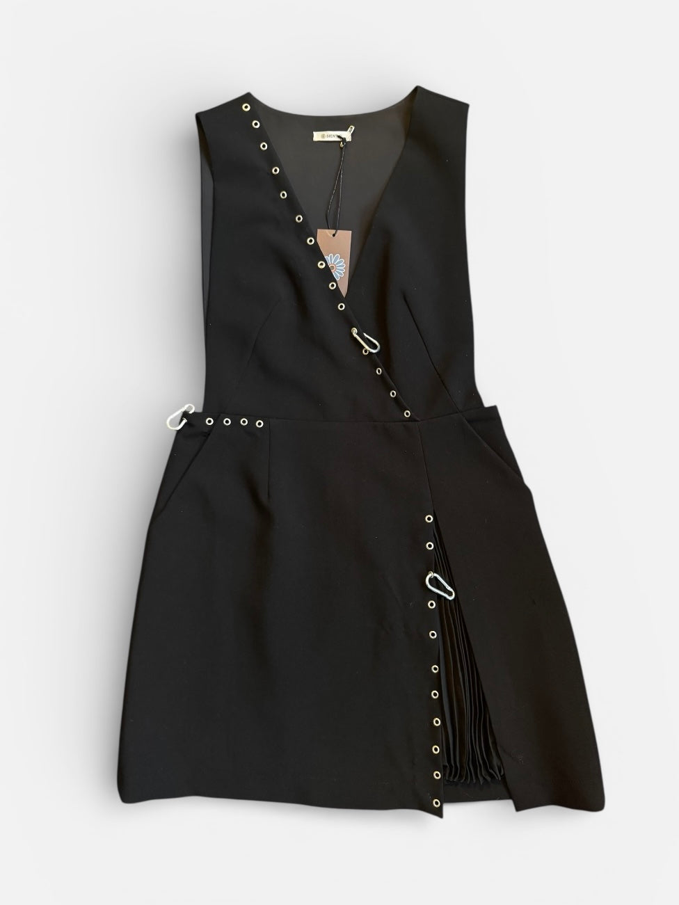 REWORK zwarte jurk met zilveren details