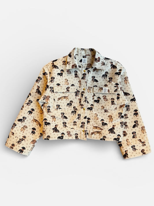 Jas in teckel print met borstzakken en drukknopen