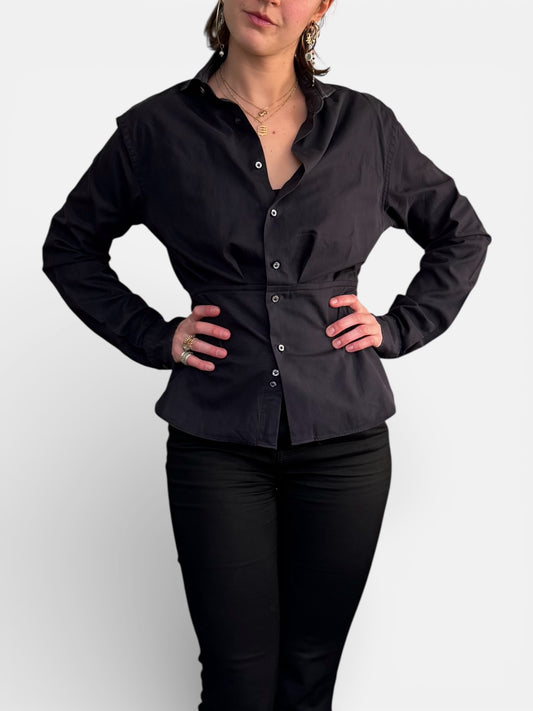 REWORK zwart overhemd met taille