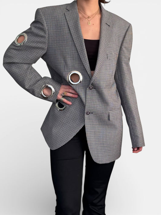 REWORK geruitte blazer met gaten