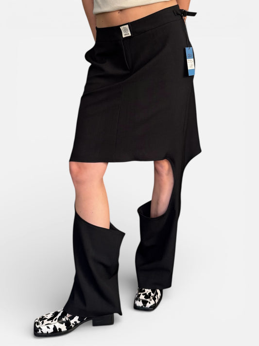 REWORK zwarte pantalon met cutout detail en gespen