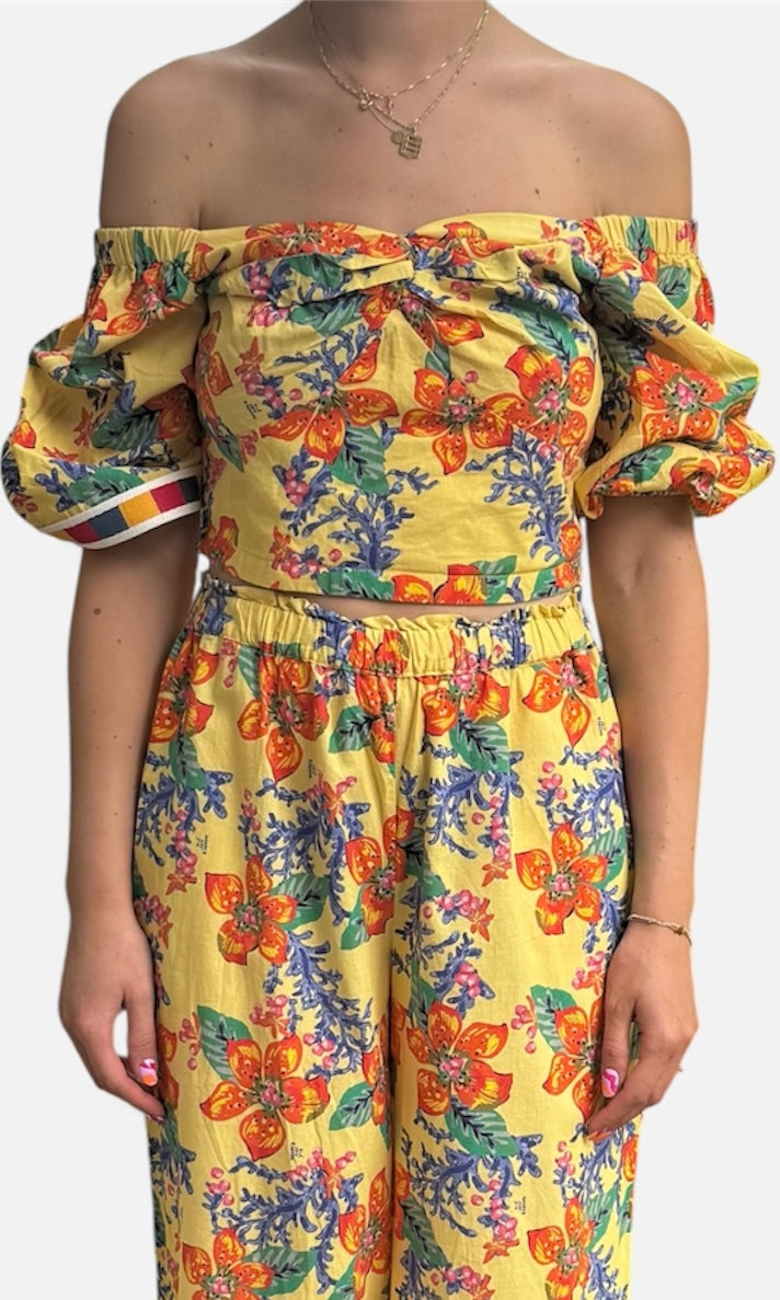 REWORK top met elastiek achterkant en bloemenprint