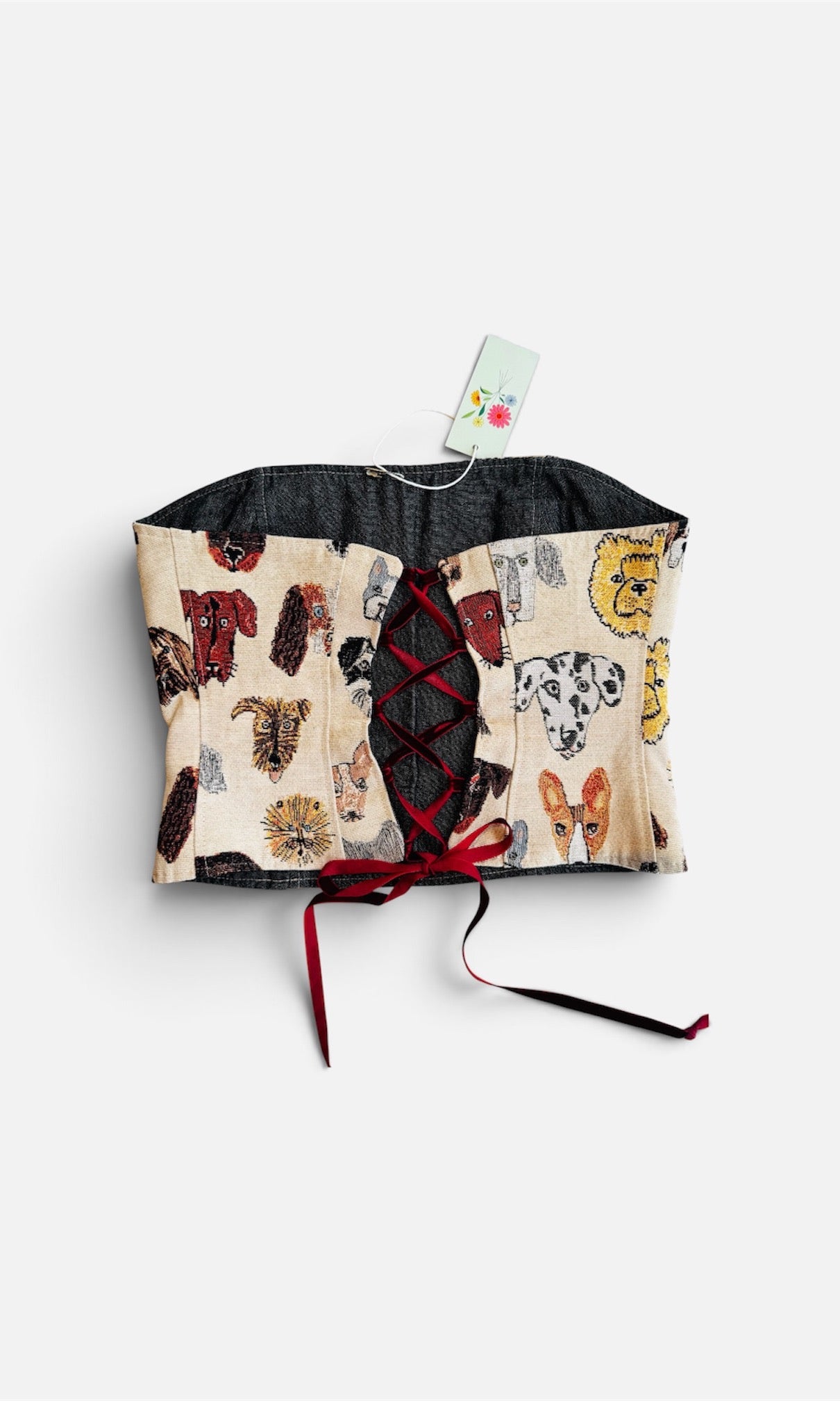 Reversible corset in hondenstof en denim